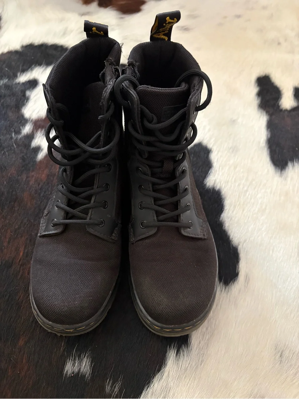Dr. Martens Kids Black Lace-Up Canvas Combat Boots